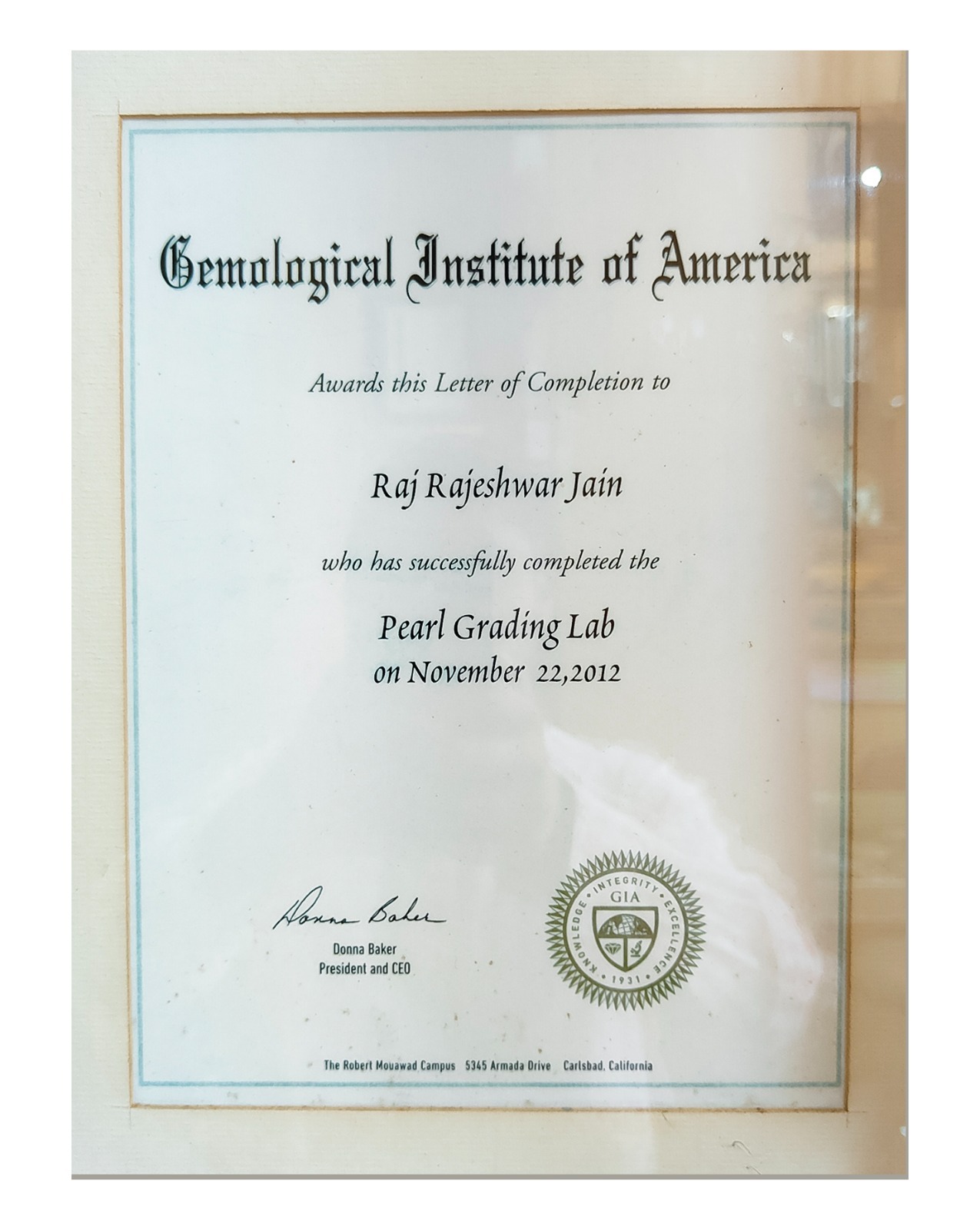 GIA Diamond Certificate